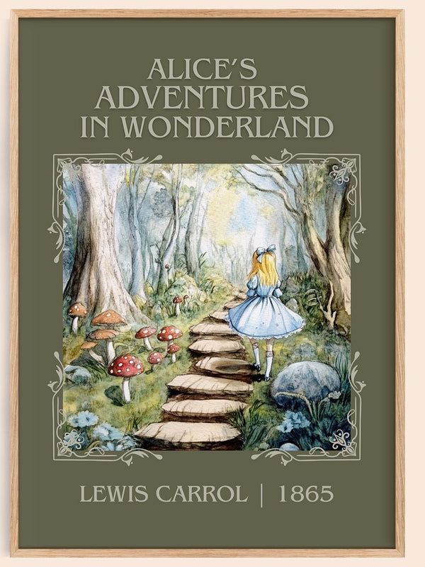 Alice's Adventures in Wonderland classic book art book poster by Lewis Carroll – framed literary art print