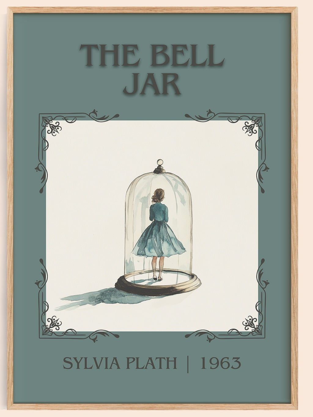 The Bell Jar classic book art book poster by Sylvia Plath – framed literary art print