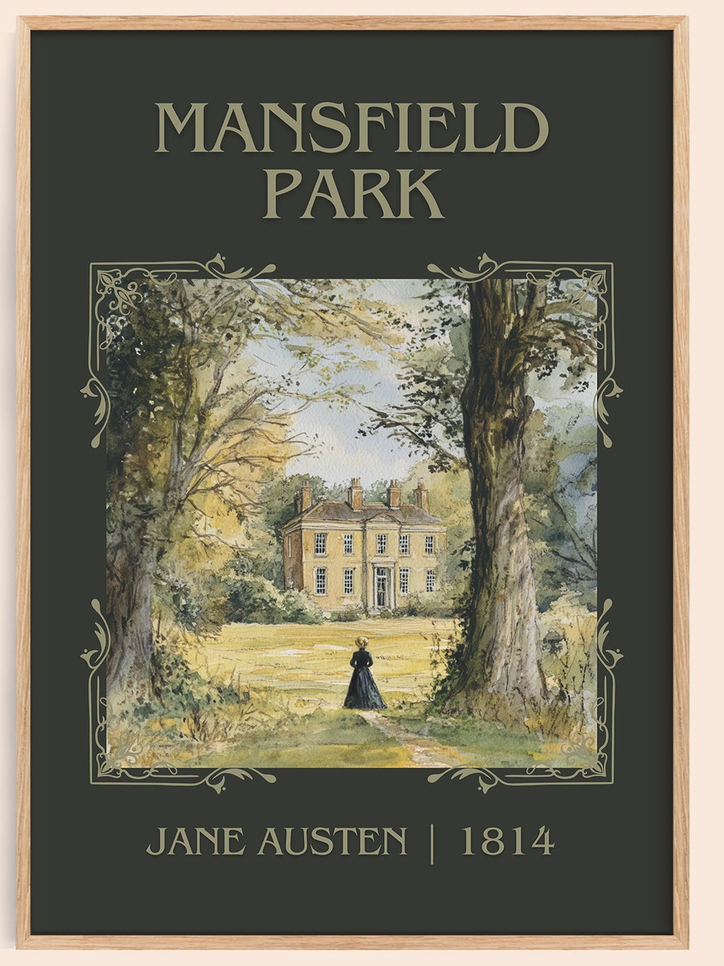 Mansfield Park classic book art book poster by Jane Austen – framed literary art print