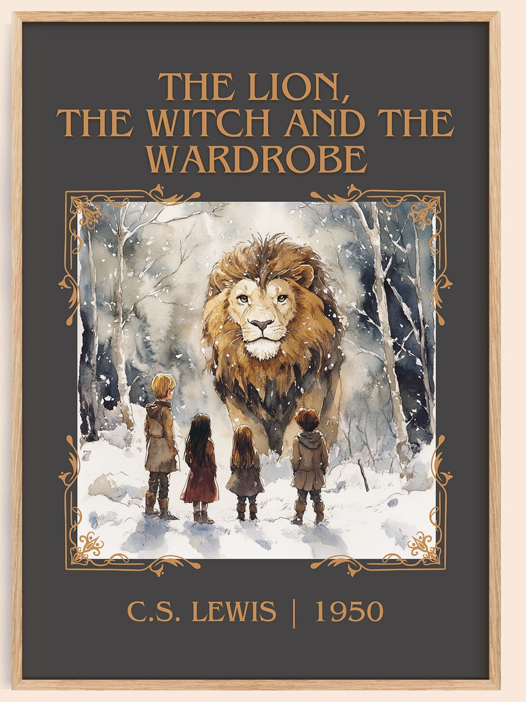 The Lion, the Witch and the Wardrobe classic book art book poster by C. S. Lewis – framed literary art print