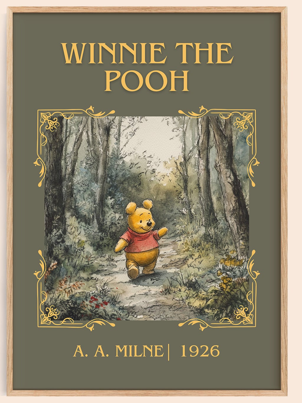 Winnie the Pooh classic book art book poster by A. A. Milne – framed literary art print