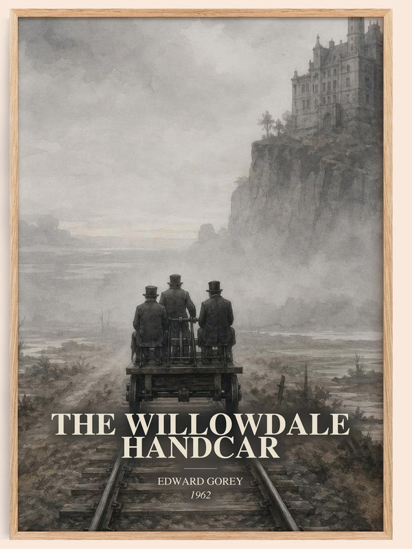 The Willowdale Handcar watercolour book poster by Edward Gorey – framed literary art print