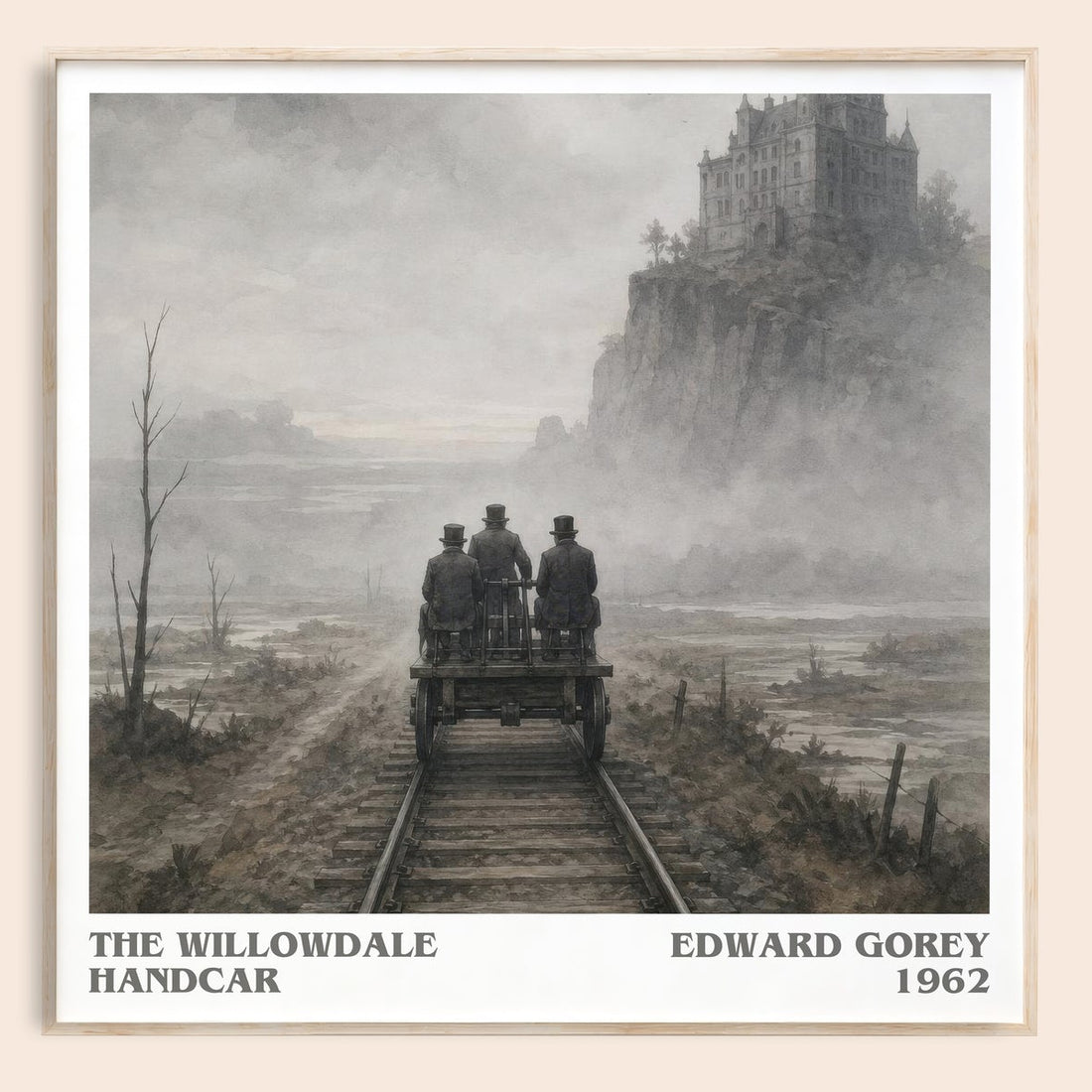 The Willowdale Handcar literary book poster by Edward Gorey – framed literary art print