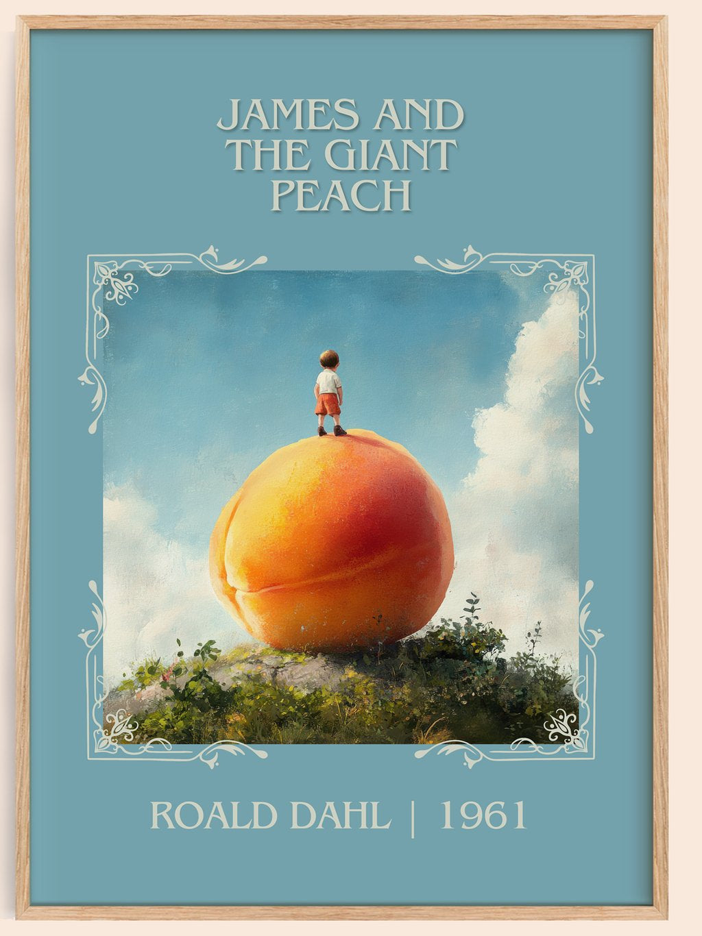 James and the Giant Peach Classic Book Art Print by Roald Dahl – book poster
