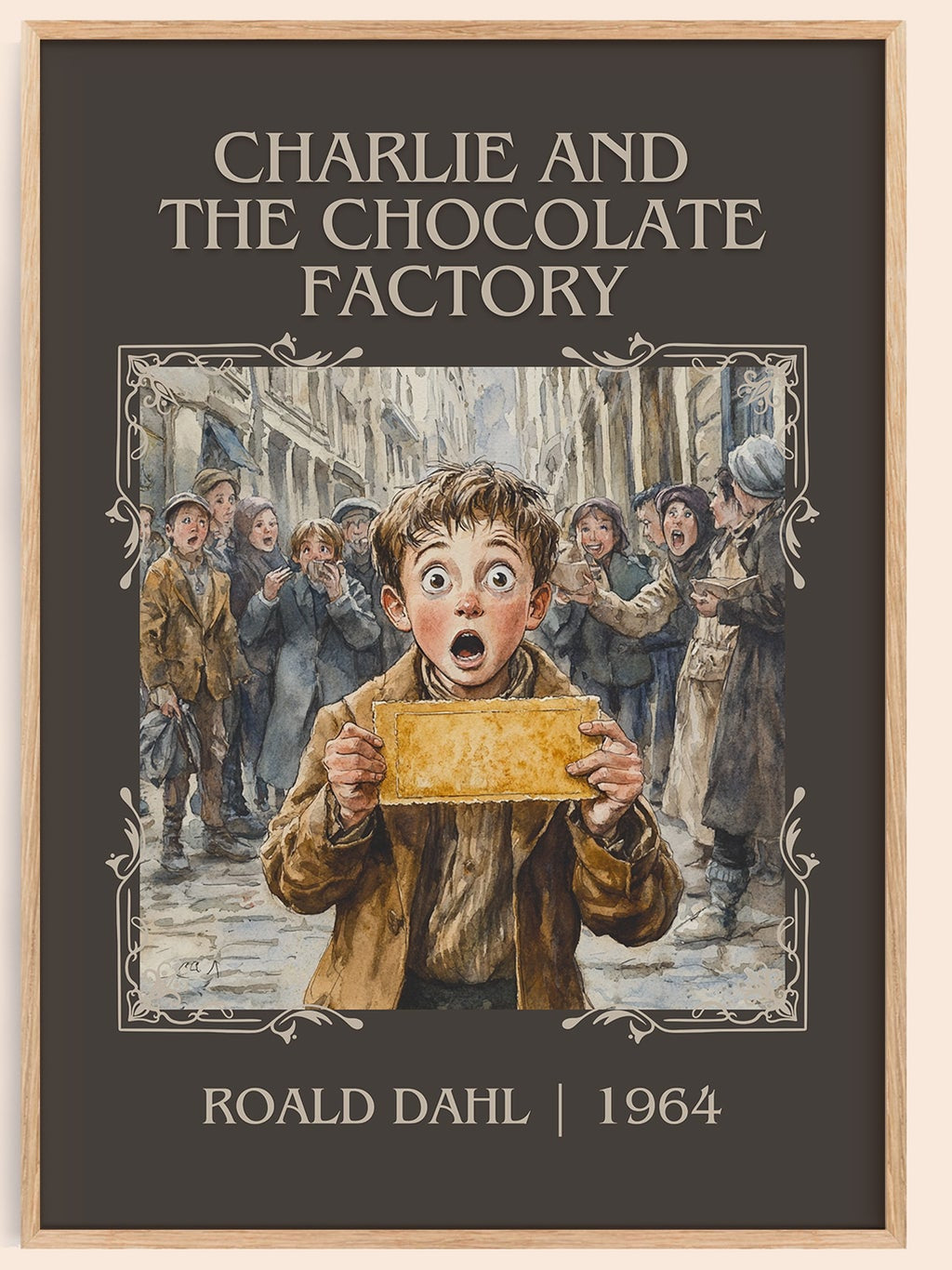 Charlie and the Chocolate Factory classic book art book poster by Roald Dahl – framed literary art print