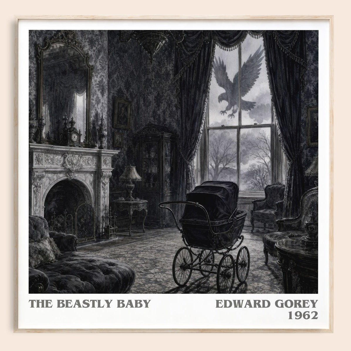 The Beastly Baby literary book poster by Edward Gorey – framed literary art print
