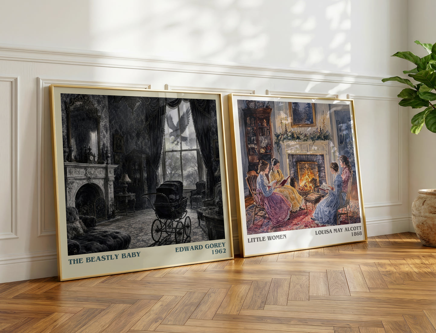 The Beastly Baby literary print on bookshelf – Edward Gorey fan gift