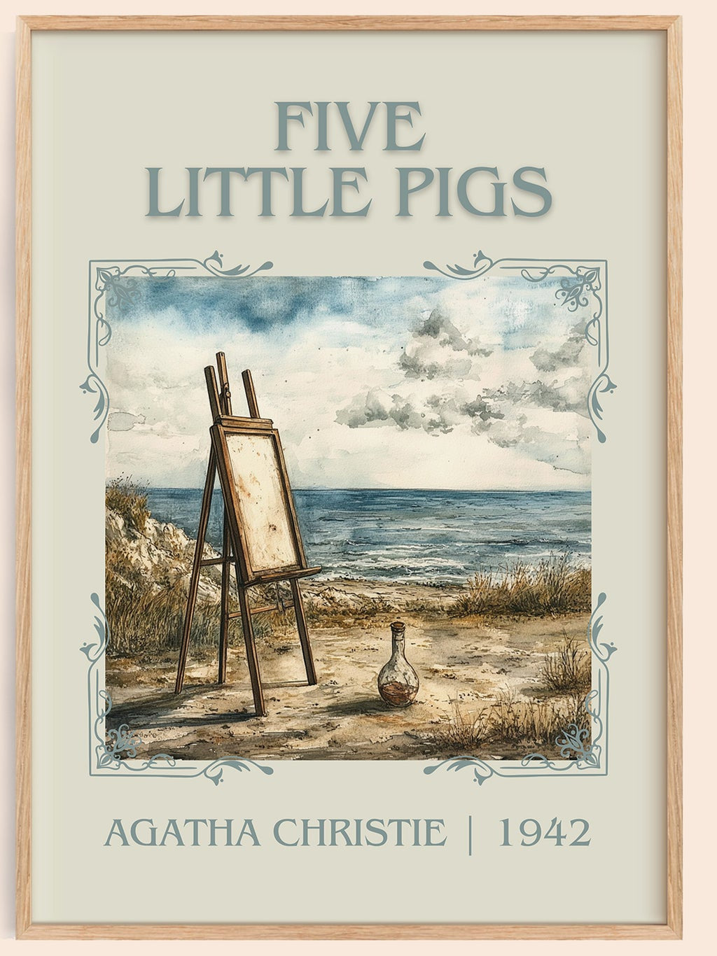 Five Little Pigs classic book art book poster by Agatha Christie – framed literary art print