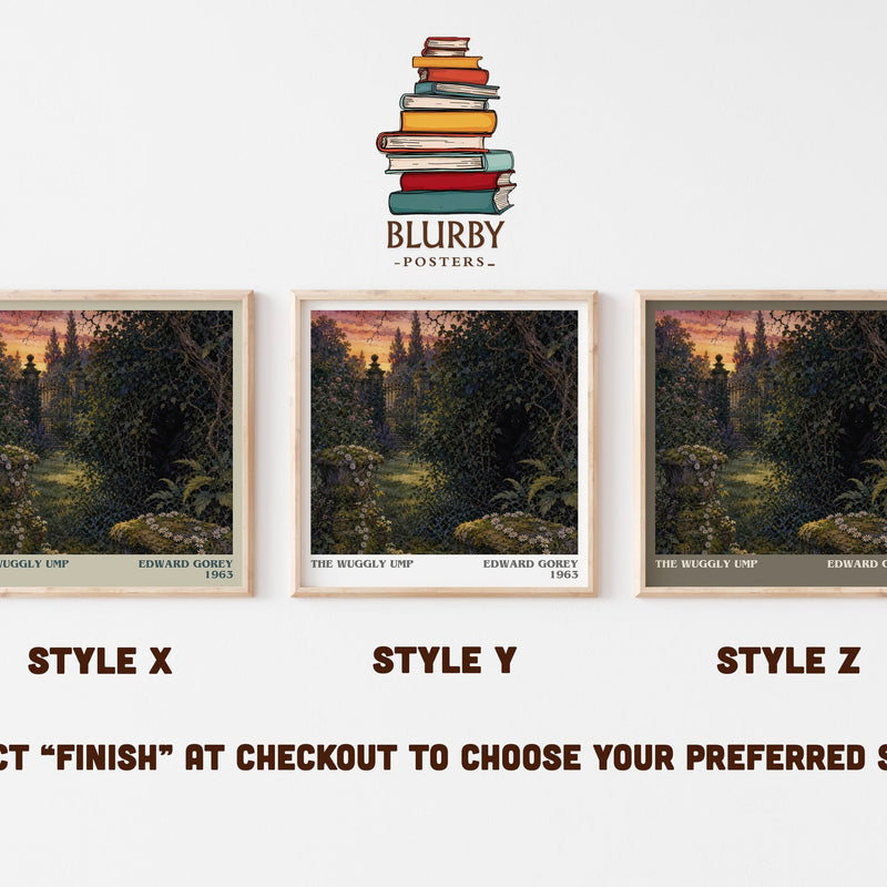 The Wuggly Ump literary print in frame leaning in hallway – childrens wall art