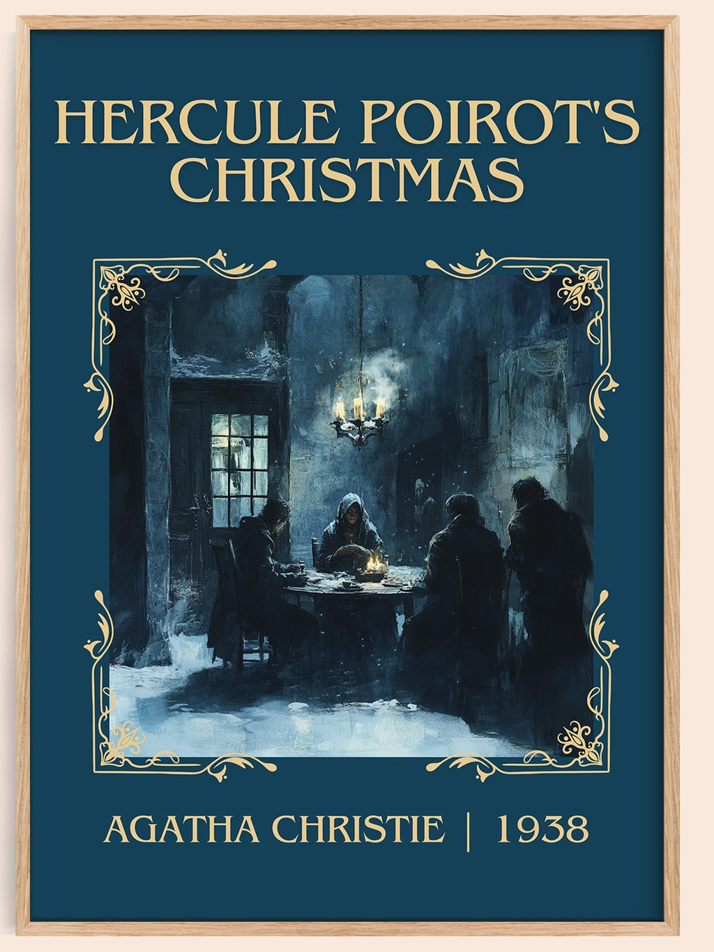 Hercule Poirot's Christmas classic book art book poster by Agatha Christie – framed literary art print