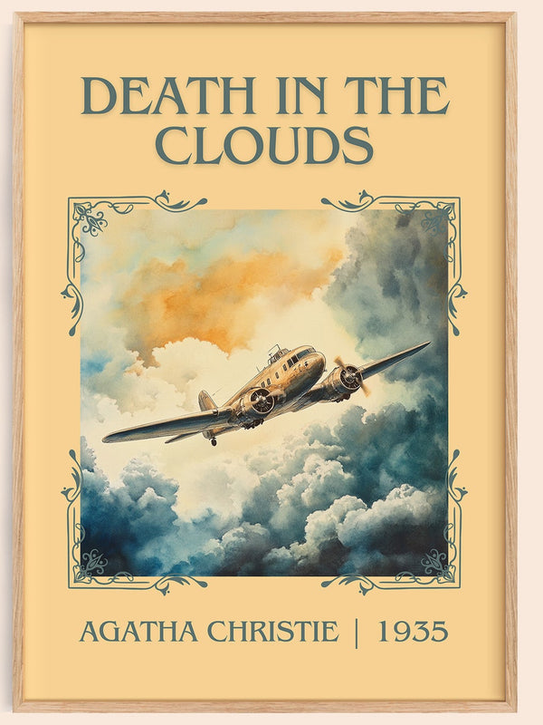 Death in the Clouds classic book art book poster by Agatha Christie – framed literary art print