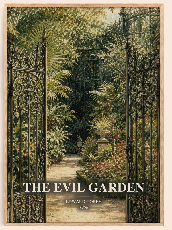The Evil Garden watercolour book poster by Edward Gorey – framed literary art print