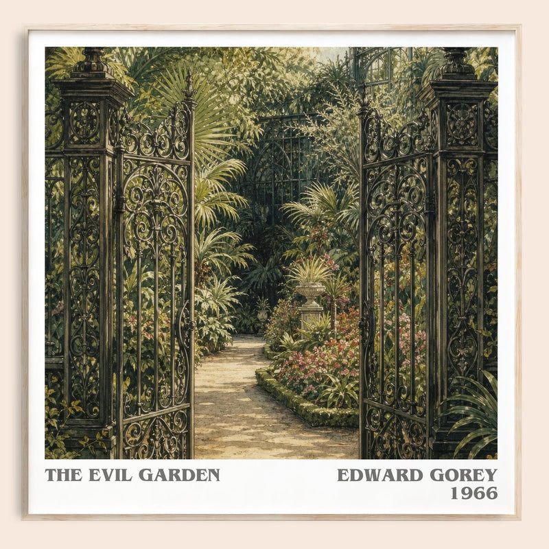 The Evil Garden literary book poster by Edward Gorey – framed literary art print