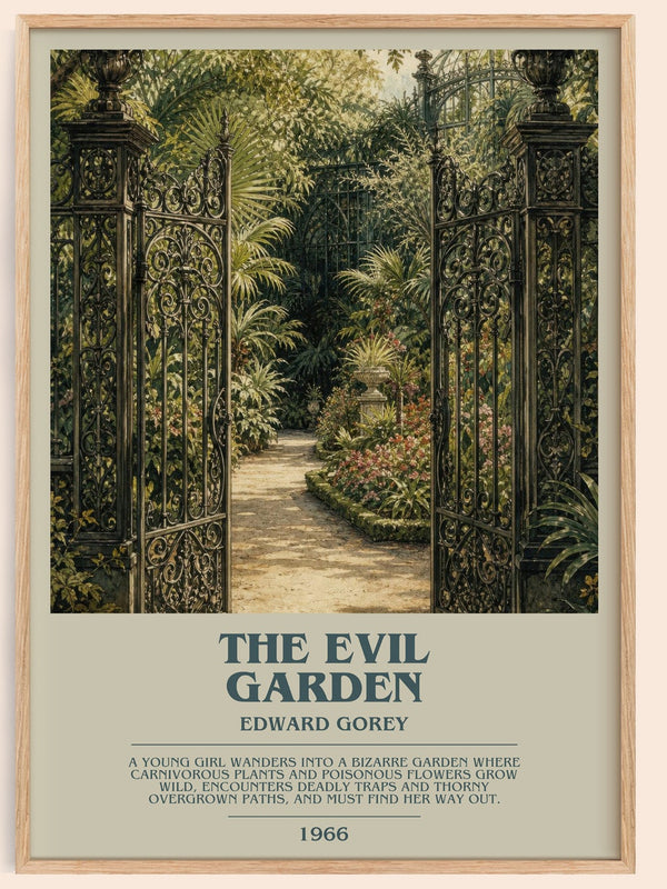 The Evil Garden bookish book poster by Edward Gorey – framed literary art print