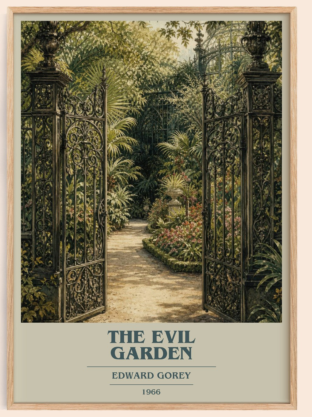The Evil Garden book cover book poster by Edward Gorey – framed literary art print