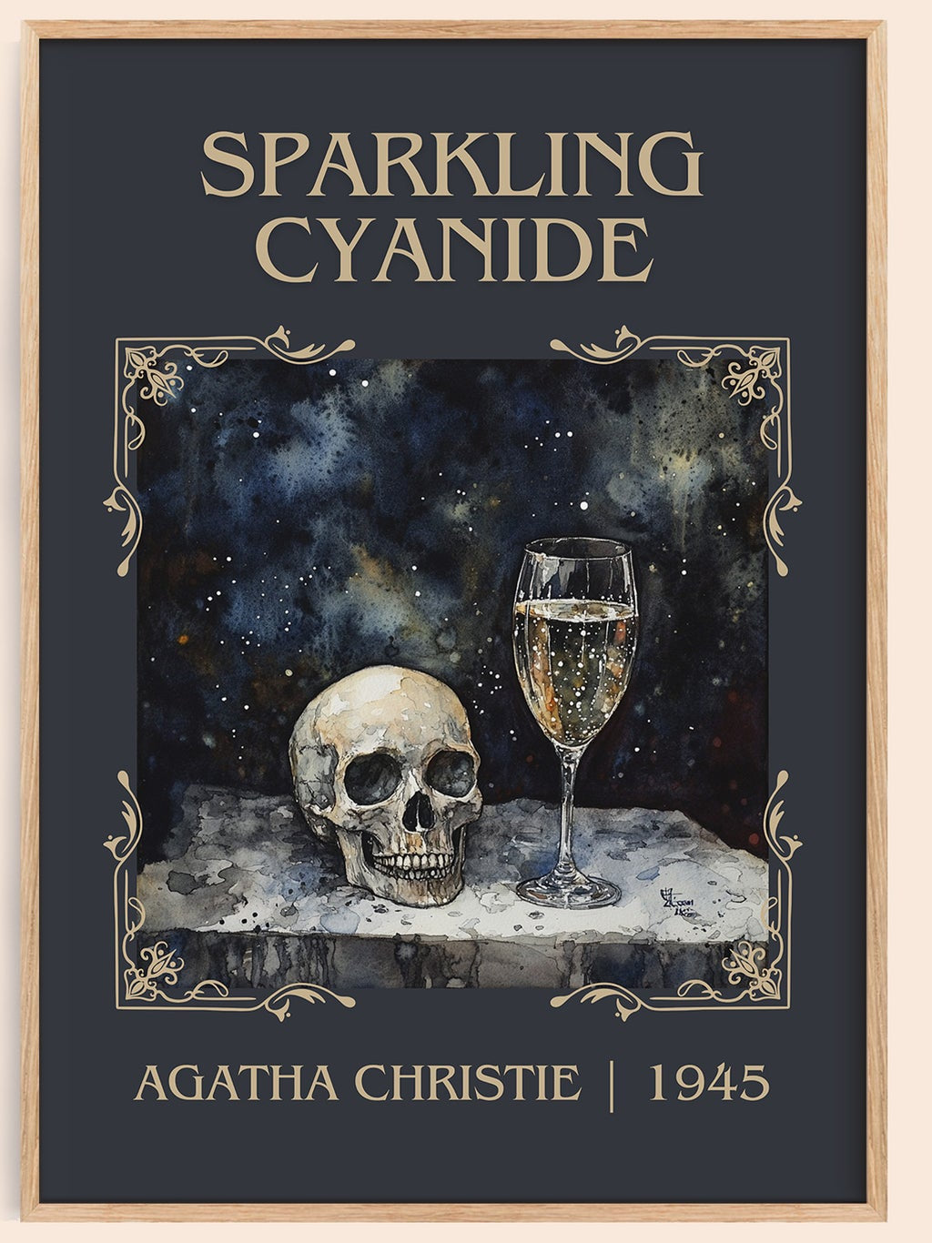 Sparkling Cyanide classic book art book poster by Agatha Christie – framed literary art print