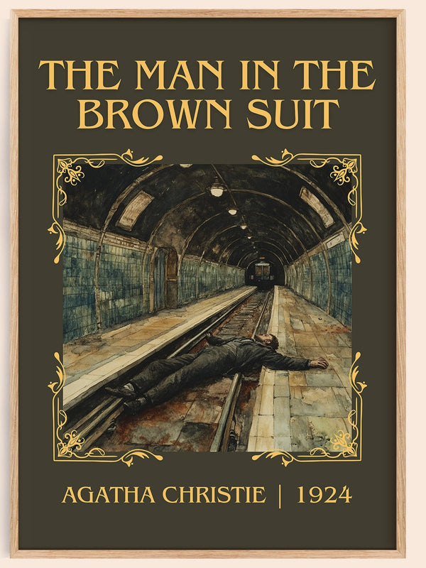 The Man in the Brown Suit classic book art book poster by Agatha Christie – framed literary art print