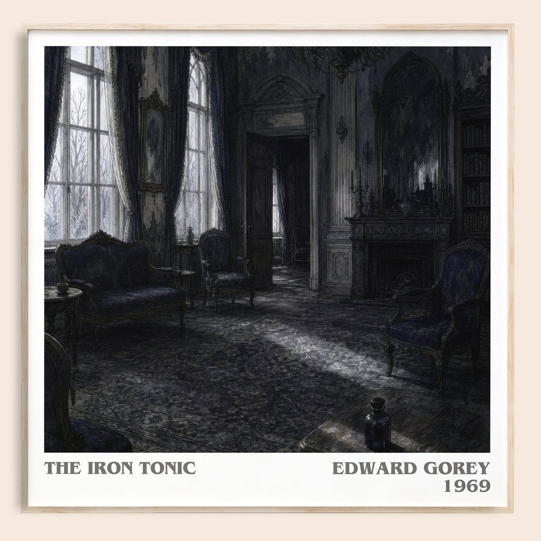 The Iron Tonic literary book poster by Edward Gorey – framed literary art print