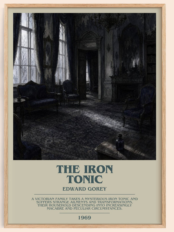 The Iron Tonic bookish book poster by Edward Gorey – framed literary art print