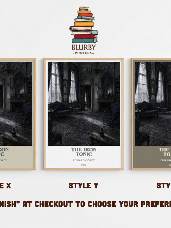 The Iron Tonic book cover print in frame leaning in hallway – childrens wall art