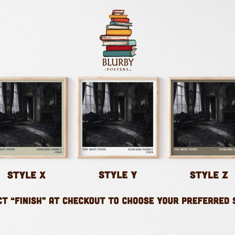 The Iron Tonic literary print in frame leaning in hallway – childrens wall art
