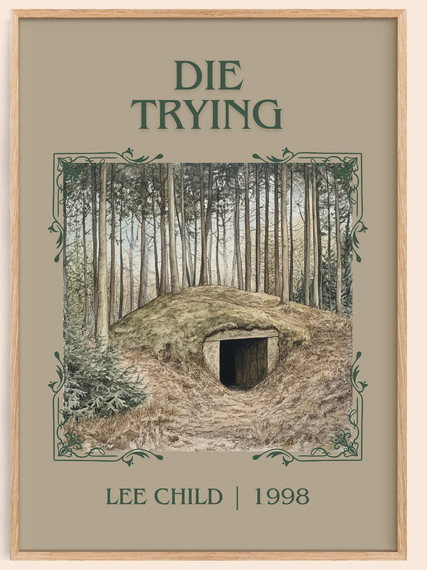 Die Trying classic book art book poster by Lee Child – framed literary art print