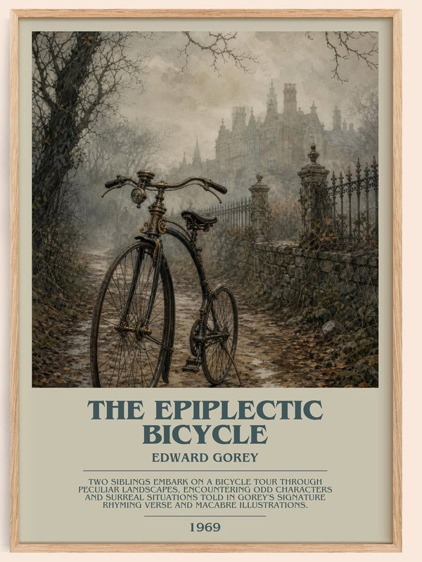 The Epiplectic Bicycle bookish book poster by Edward Gorey – framed literary art print
