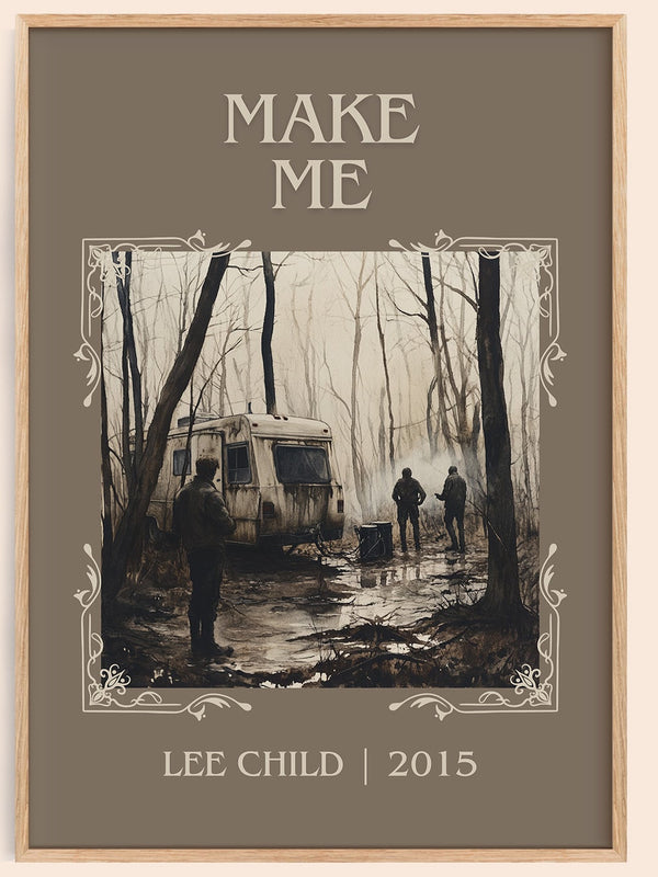 Make Me classic book art book poster by Lee Child – framed literary art print