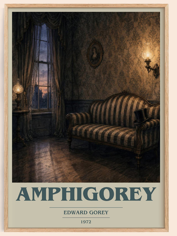 Amphigorey book cover book poster by Edward Gorey – framed literary art print