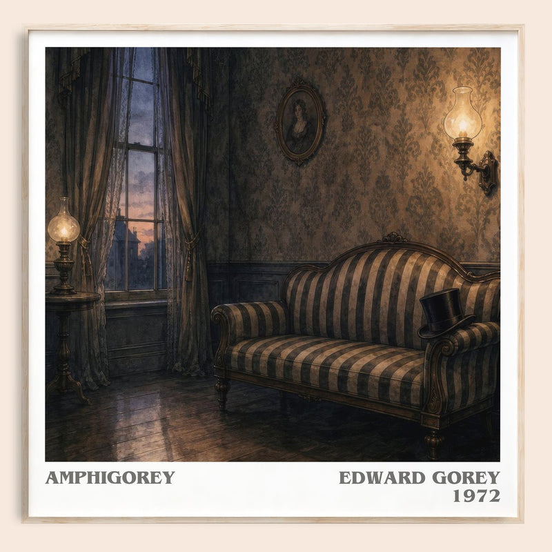 Amphigorey literary book poster by Edward Gorey – framed literary art print