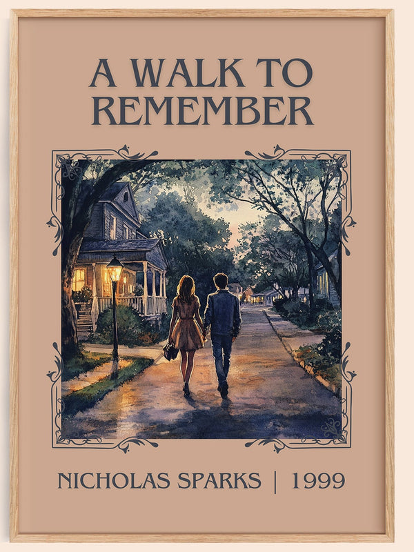 A Walk to Remember classic book art book poster by Nicholas Sparks – framed literary art print