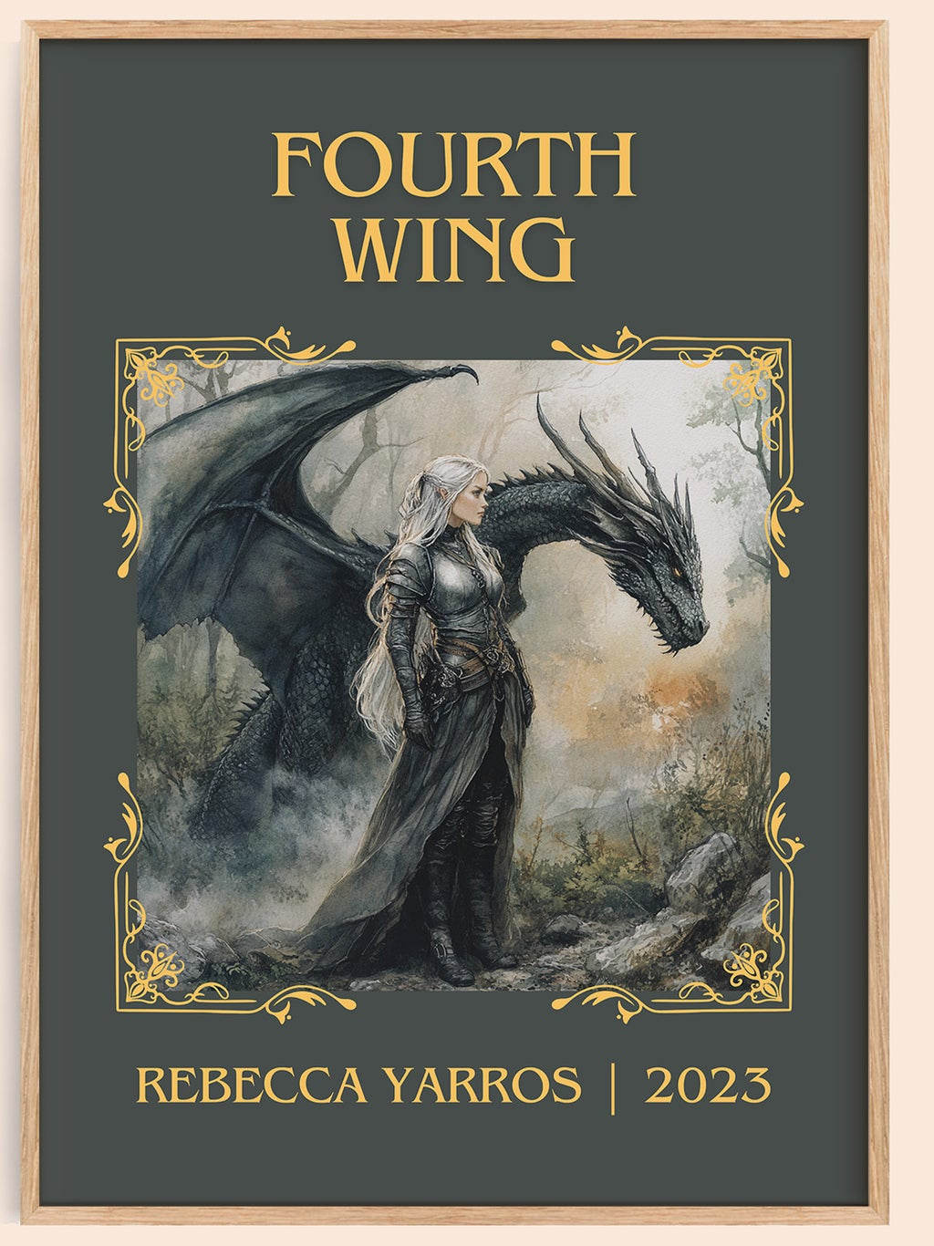 Fourth Wing classic book art book poster by Rebecca Yarros – framed literary art print