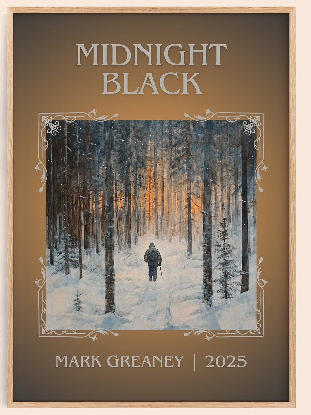 Midnight Black classic book art book poster by Mark Greaney – framed literary art print