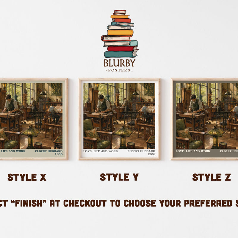 Love, Life And Work literary print in frame leaning in hallway – non fiction wall art
