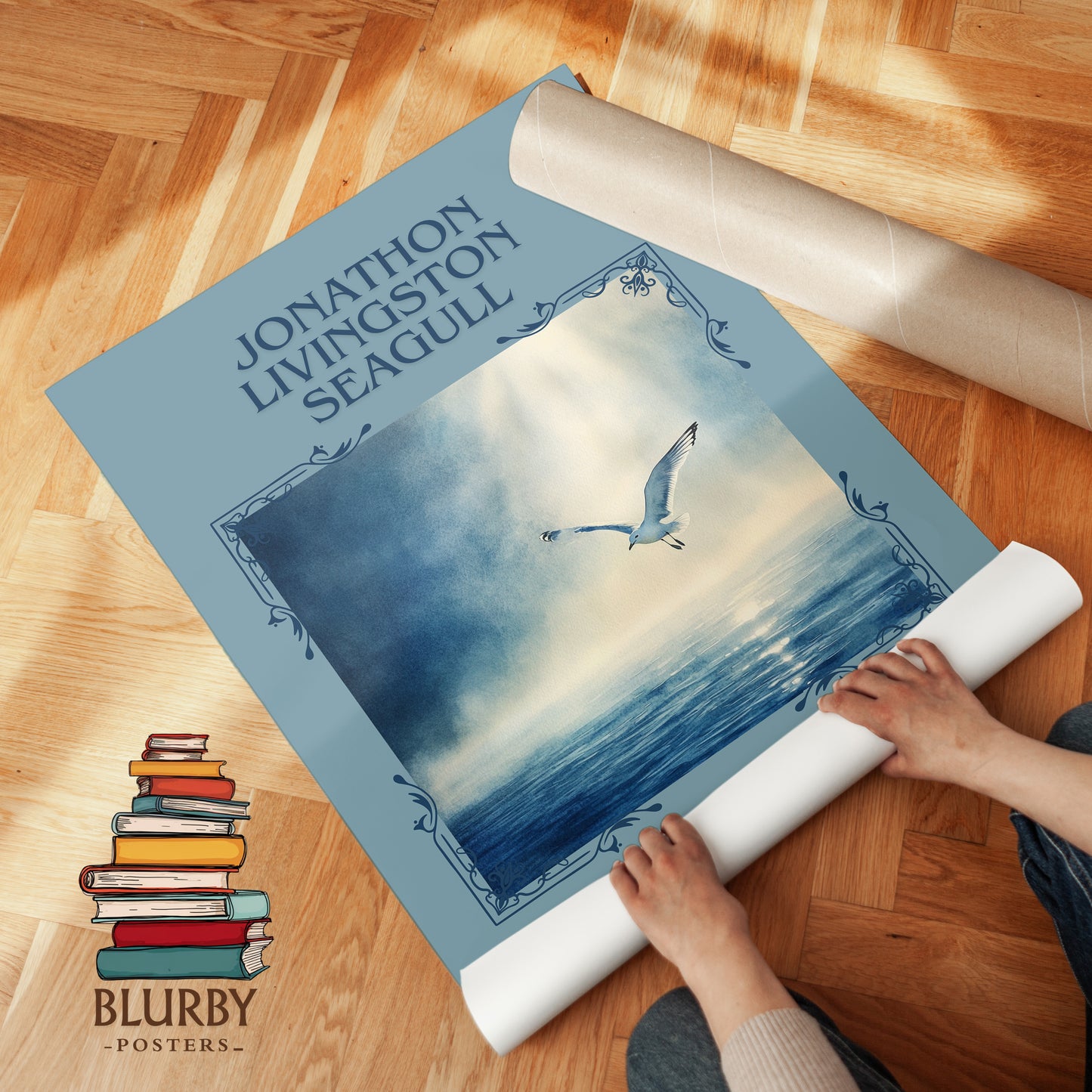 Jonathan Livingston Seagull classic book art print on bookshelf – RICHARD BACH fan gift