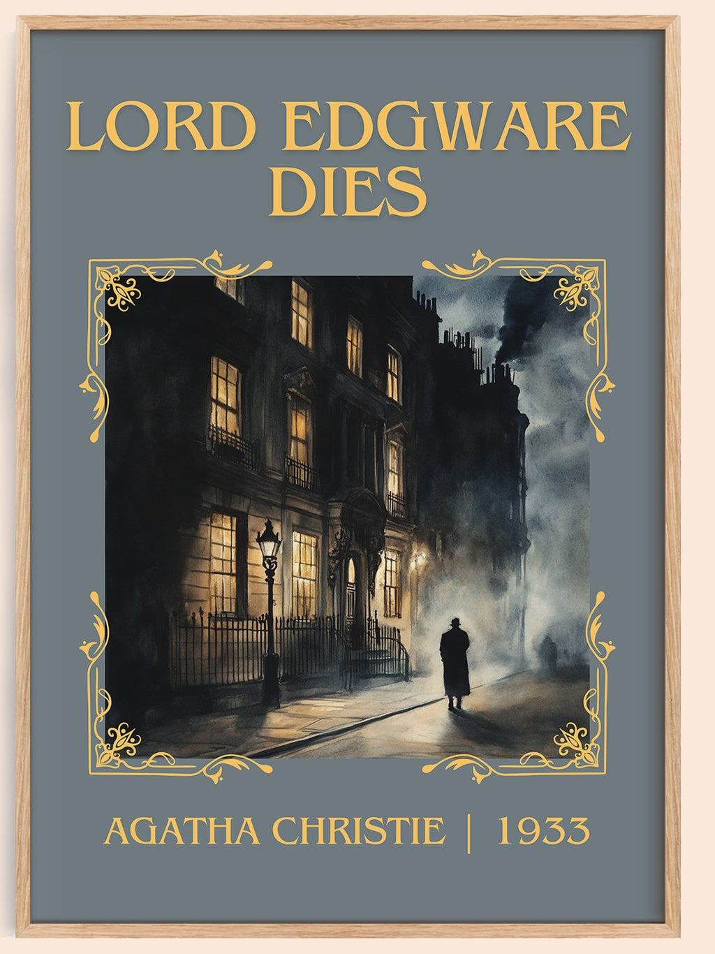 Lord Edgware Dies classic book art book poster by Agatha Christie – framed literary art print
