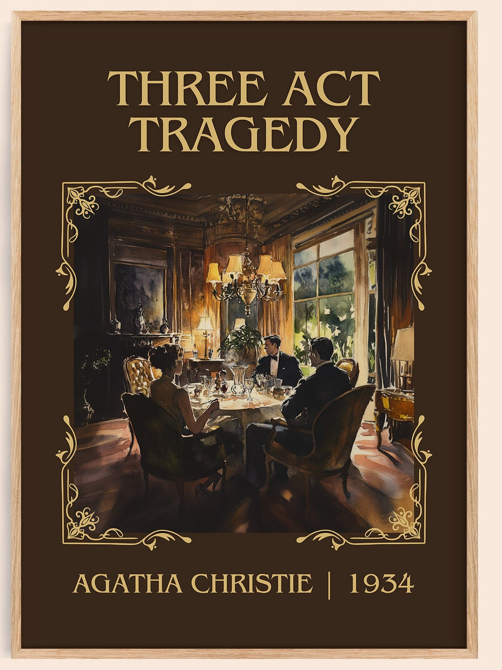 Three Act Tragedy classic book art book poster by Agatha Christie – framed literary art print