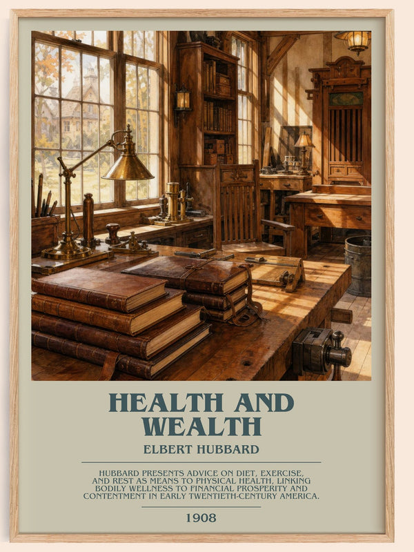 Health And Wealth bookish book poster by Elbert Hubbard – framed literary art print
