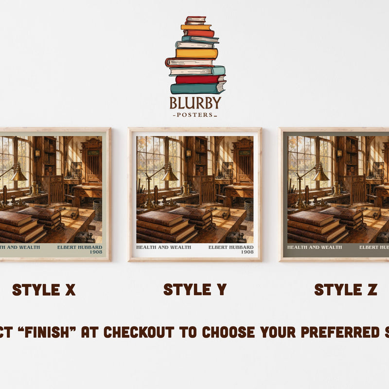 Health And Wealth literary print in frame leaning in hallway – non fiction wall art