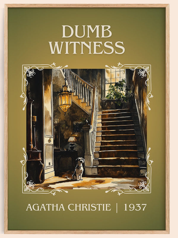 Dumb Witness classic book art book poster by Agatha Christie – framed literary art print