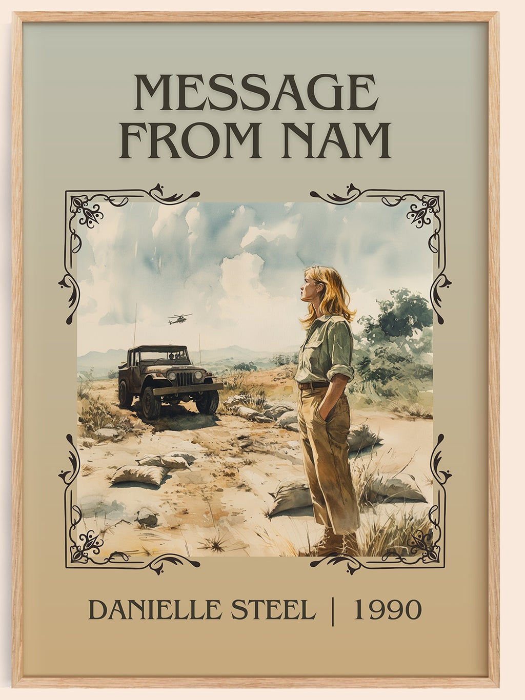 Message from Nam classic book art book poster by Danielle Steel – framed literary art print
