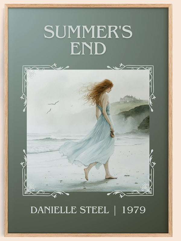 Summer's End classic book art book poster by Danielle Steel – framed literary art print