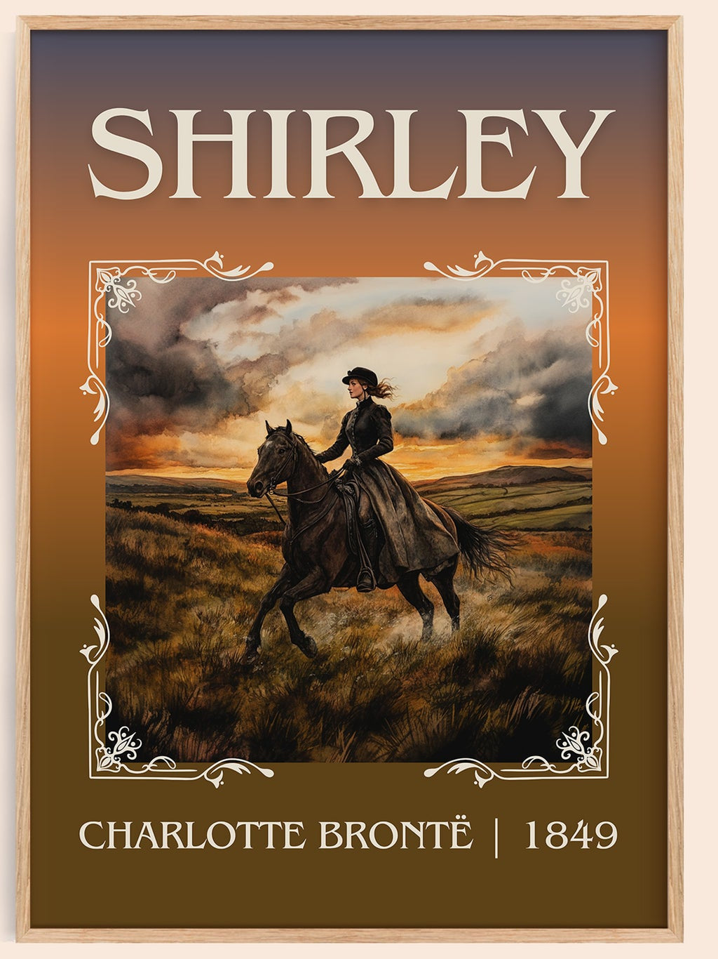 Shirley classic book art book poster by Charlotte Brontë – framed literary art print