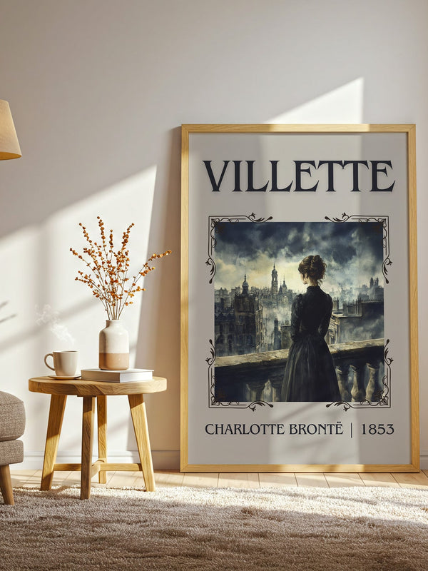 Villette classic book art print in frame leaning in hallway – classic literature wall art