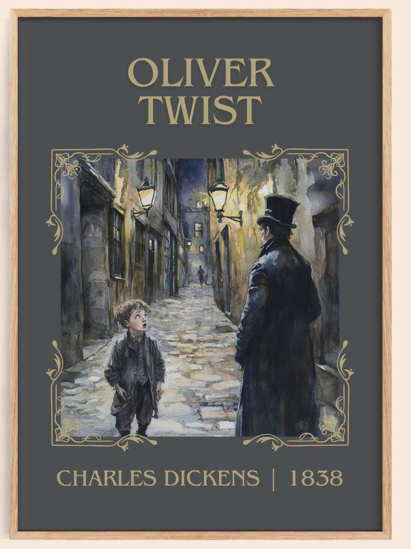 Oliver Twist classic book art book poster by Charles Dickens – framed literary art print