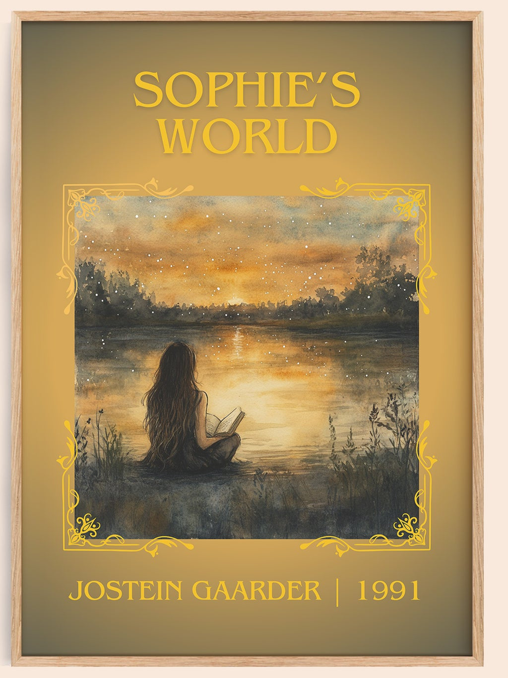 Sophie's World classic book art book poster by Jostein Gaarder – framed literary art print