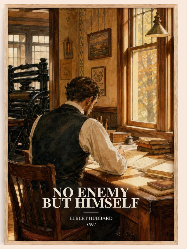 No Enemy But Himself Book Watercolour Illustration by Elbert Hubbard