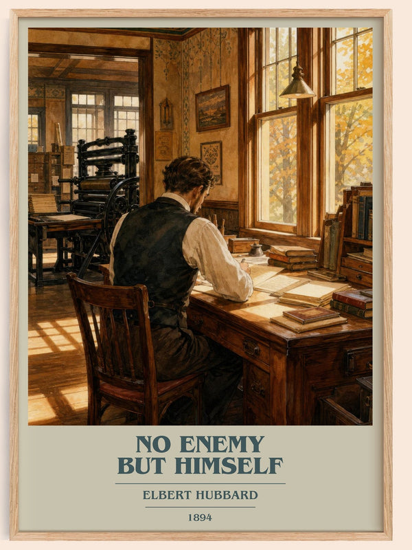 No Enemy But Himself book cover book poster by Elbert Hubbard – framed literary art print