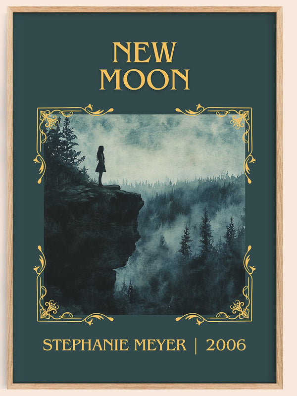 New Moon classic book art book poster by Stephenie Meyer – framed literary art print