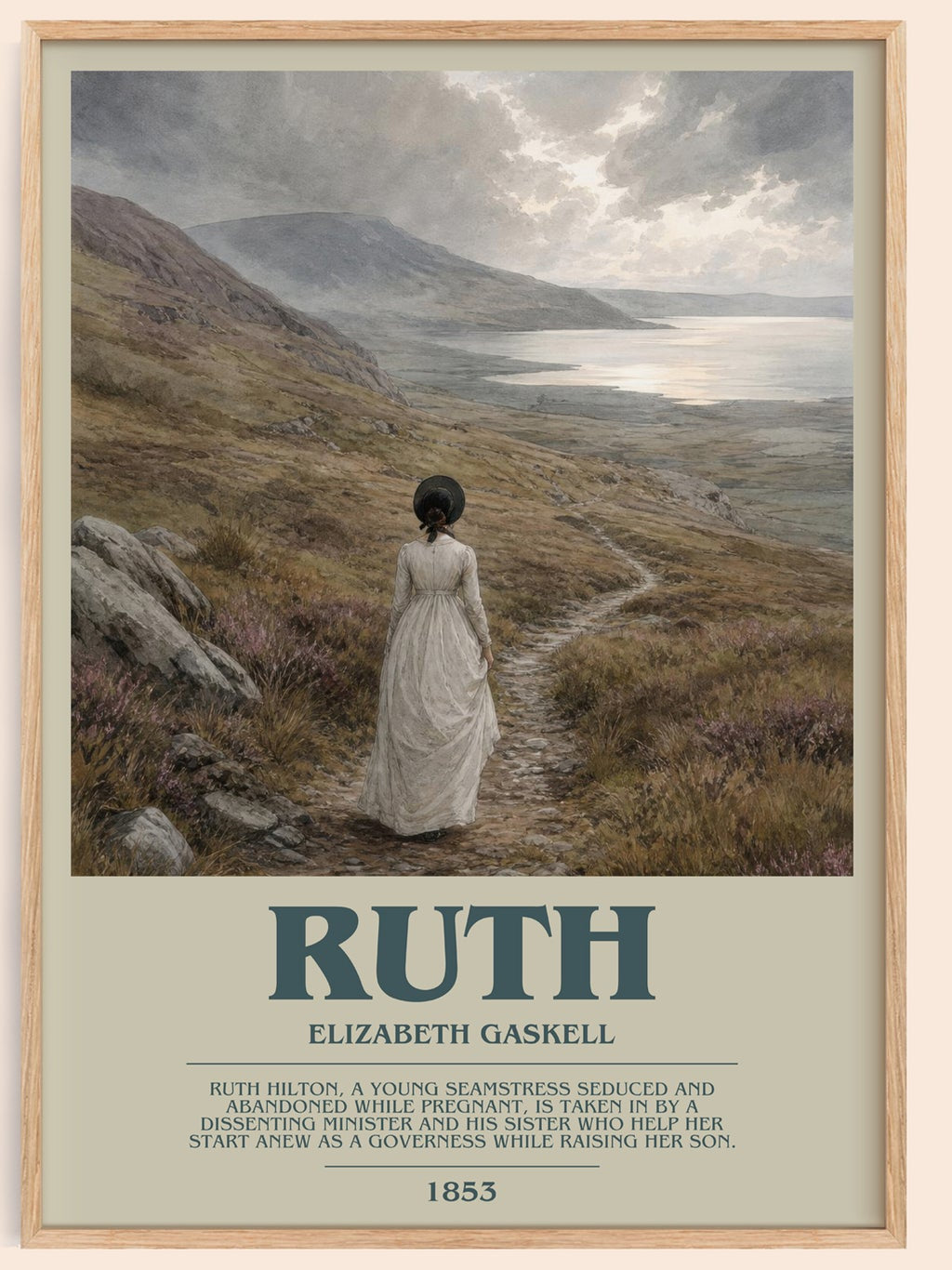 Ruth bookish book poster by Elizabeth Gaskell – framed literary art print